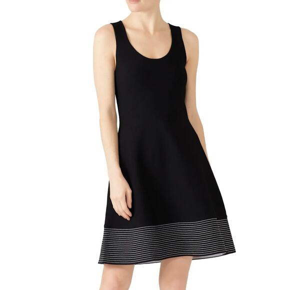 Prozenza Schouler Black Knit Mini Dress MEDIUM Career Fit Flare Designer $990 - Picture 1 of 13